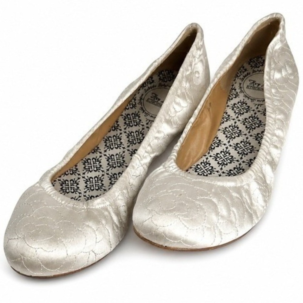 Hey Lady Smitten Ballet Flats Women's 7 Antique Silver Quilted Leather Bridal - Picture 3 of 16
